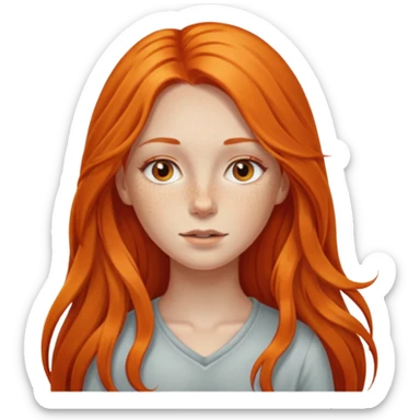 girl with very long orange hair living sticker