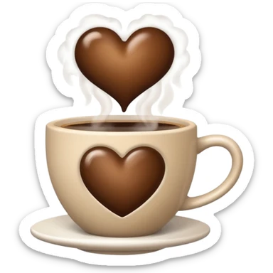 Brown heart and coffee cup inside sticker