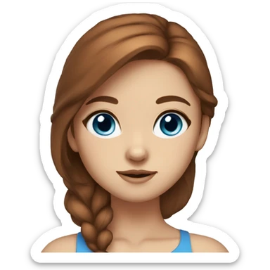 fox girl, brown hair, blue eyes sticker