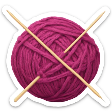 Ball of yarn with two knitting needles sticker