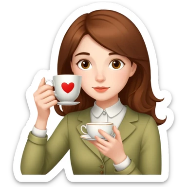 British girl sipping tea with well-defined natural hands holding teacup properly sticker