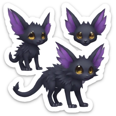 Kawaii edgy fantasy dark-themed animal hybrid Fakemon full body sticker