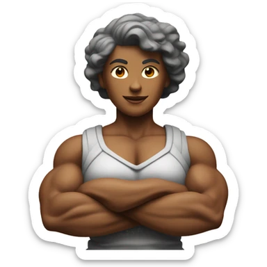 Very Muscular Woman Has Very Big Biceps Which She Enlarged Using These Very Old Soaps sticker