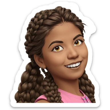 smiling girl with braided hair sticker