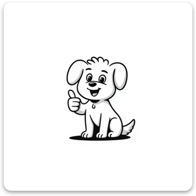 cartoon Maltese puppy giving a thumbs up, hand-drawn look sticker