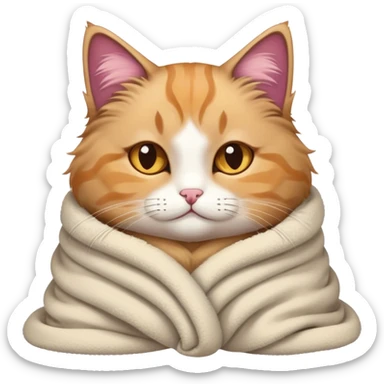 Cat with a blanket ￼ sticker