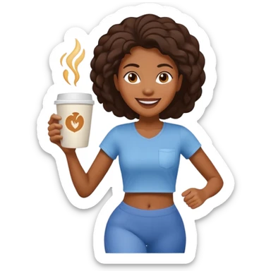 Morning Coffee Runner black woman  sticker