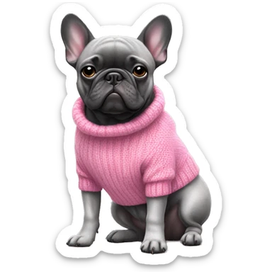 Black and grey french bulldog in pink sweater  sticker