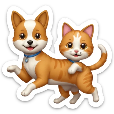 Dog and cat ran sticker