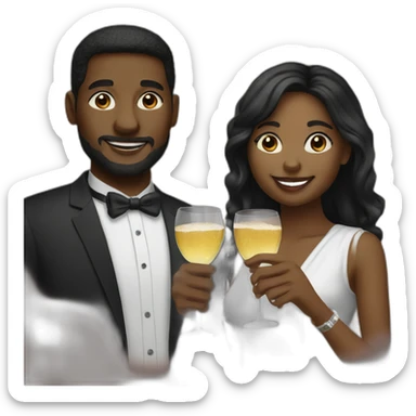black couple toasting glasses sticker