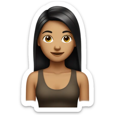 tan skinned girl straightening long black hair sticker