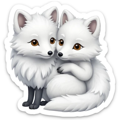 But white and arctic fox embracing sticker