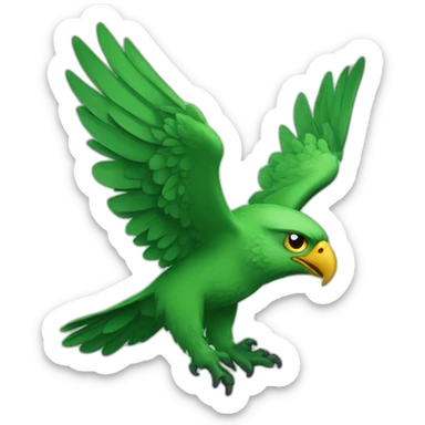 green hawk with the wings wide sticker