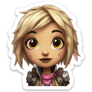 Tiny Tina from borderlands giving a kissy face sticker