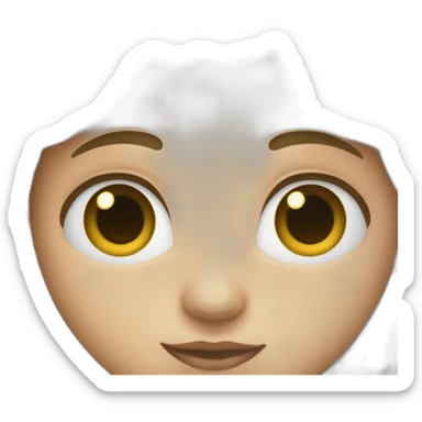 un niño con pelo liso y negro  medio oscuro con ojos azules sticker