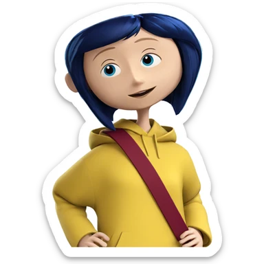 blue hair girl smiling sticker