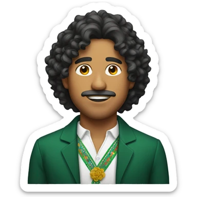 Mexican man with medium length curly hair sticker