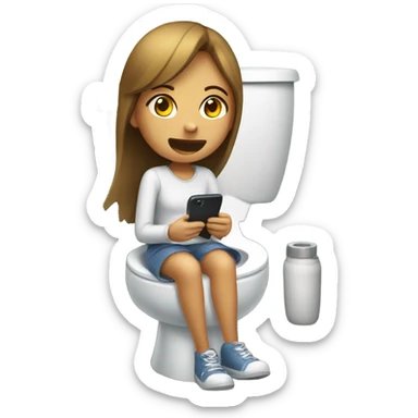 Girl sitting on the phone in the toilet sticker