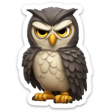 old angry owl clenched fist sticker