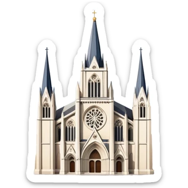 Cinematic Realistic Zagreb Cathedral Landmark Emoji, depicted with Gothic architecture rendered with lifelike detail and majestic, soft lighting. sticker