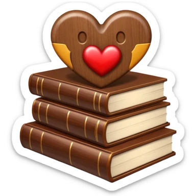 beige books and brown heart sticker
