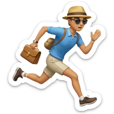 Man trying to catch up to car sticker