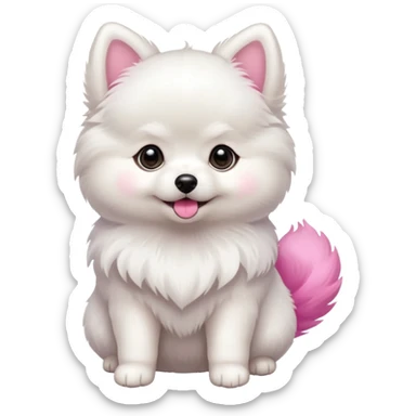 White pomeranian puppy pink tail sticker
