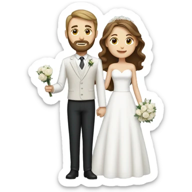 wedding couple with white man with brown hair and beard sticker