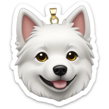 Schipperke dog white head with black hair with BMW pendant sticker