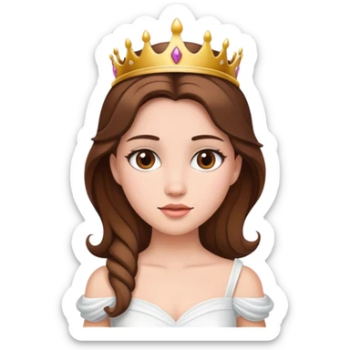 Princess with white dress and brown hair sticker