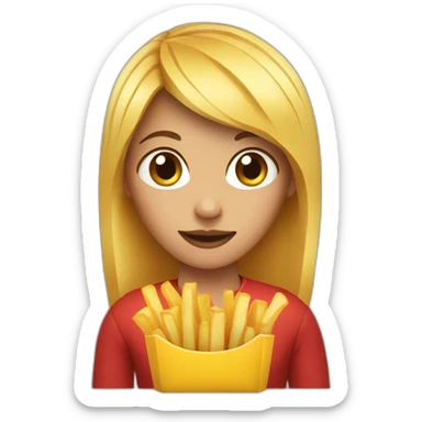 a gril with a french fries sticker