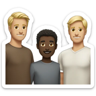 couple of three men, two dark-skinned and one blonde sticker