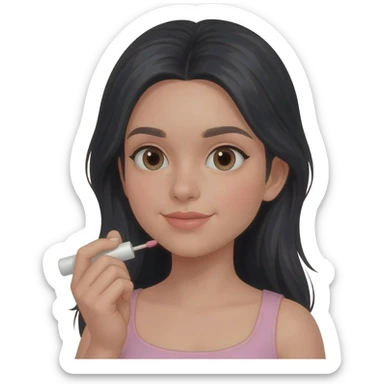 Girl black hair doing nails sticker