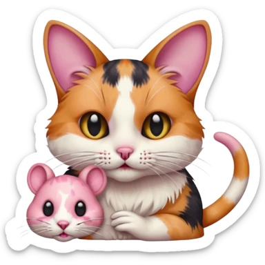 A cat holding a dead mouse in its mouth sticker