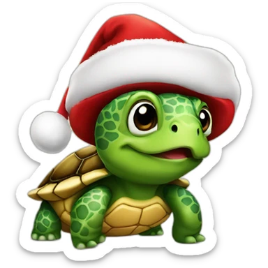 Turtle with Christmas hat sticker