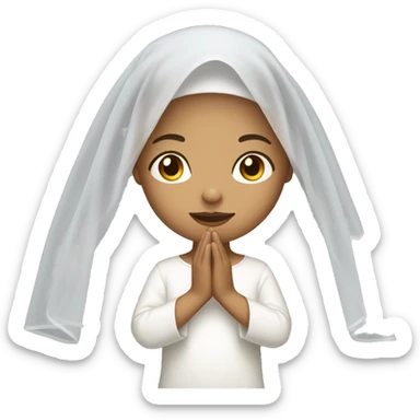 Light skin girl praying with white veil  sticker
