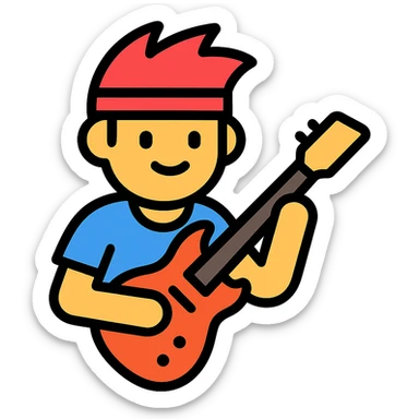 rock star with guitar icon sticker