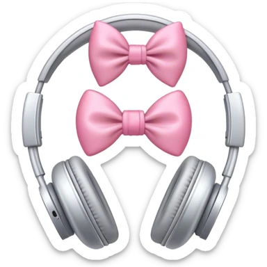 silver apple headphone with pinky bow sticker