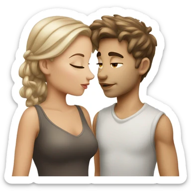 kissing boy and girl white skin  sticker