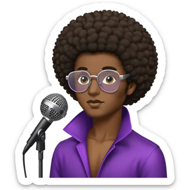 soul music singer with microphone and afro hairstyle sticker