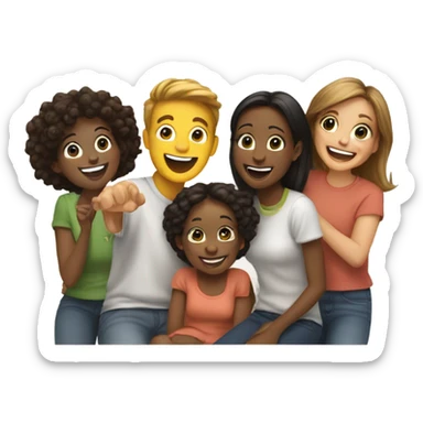smiling friends indoors together sticker