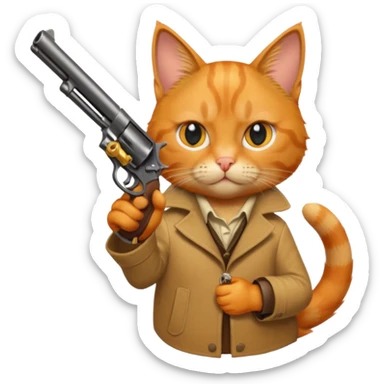 Revolver with cat holding it sticker