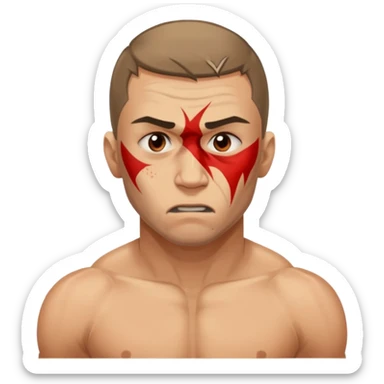 RUSSIAN MMA FIGHTER WITH BRUISED BODY IN VISIBLE PAIN sticker