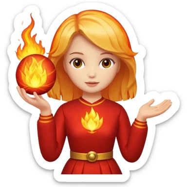 Boneca segurando uma Bola que está queimando sticker