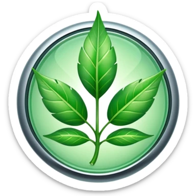 glossy green power button transforming into a leaf, symbolizing climate action sticker