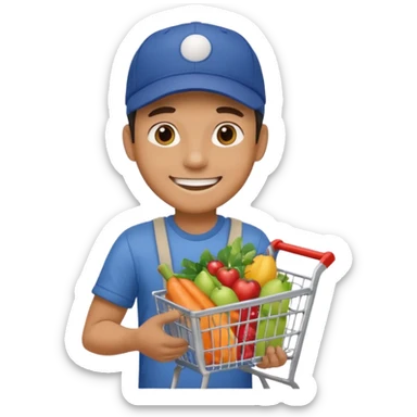 a man with shopping cart sticker