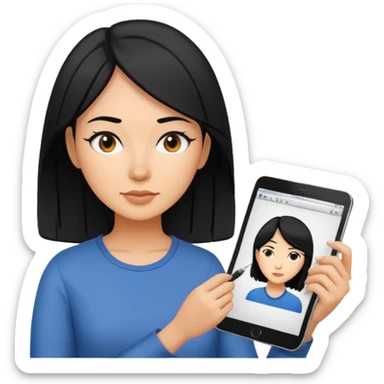 woman UX designer with black hair sketching app interfaces sticker