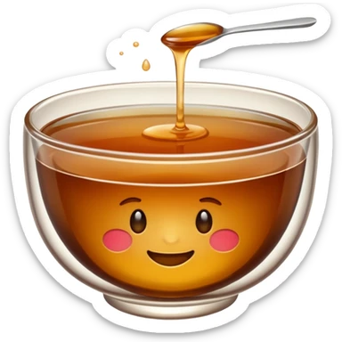 bowl of brown consommé, transparent brown liquid, no extra details, emoji style sticker