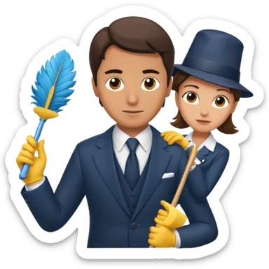 Ein Detektiv interviewt eine Putzfrau sticker