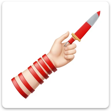 emoji wrist with red horizontal lines on it and a knife beside it sticker